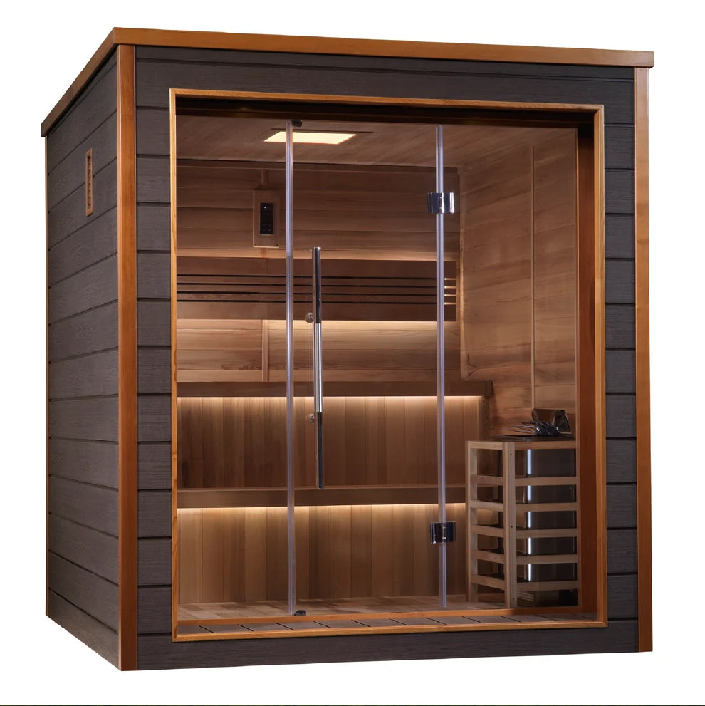 Golden Designs Bergen 6 Person Outdoor Traditional Sauna (GDI-8206-01) - Canadian Red Cedar Interior