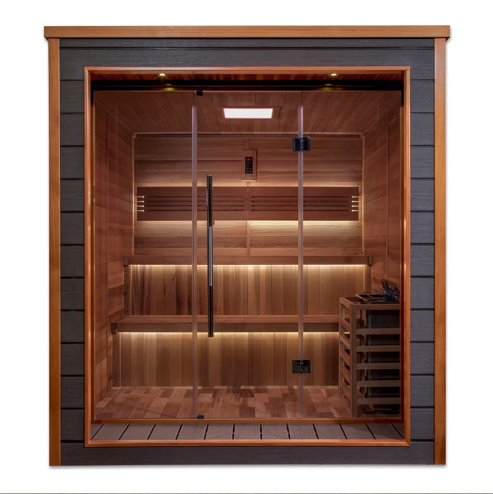 Golden Designs Bergen 6 Person Outdoor Traditional Sauna (GDI-8206-01) - Canadian Red Cedar Interior
