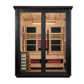 Golden Designs Loviisa 3 Person Hybrid (PureTech™ Full Spectrum IR or Traditional Stove) Outdoor Sauna (GDI-8523-03) - Canadian Red Cedar Interior, 2 Tone Finish