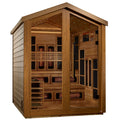 Golden Designs Kaskinen 6 Person Hybrid (PureTech™ Full Spectrum IR or Traditional Stove) Outdoor Sauna (GDI-8526-01) - Canadian Red Cedar Interior