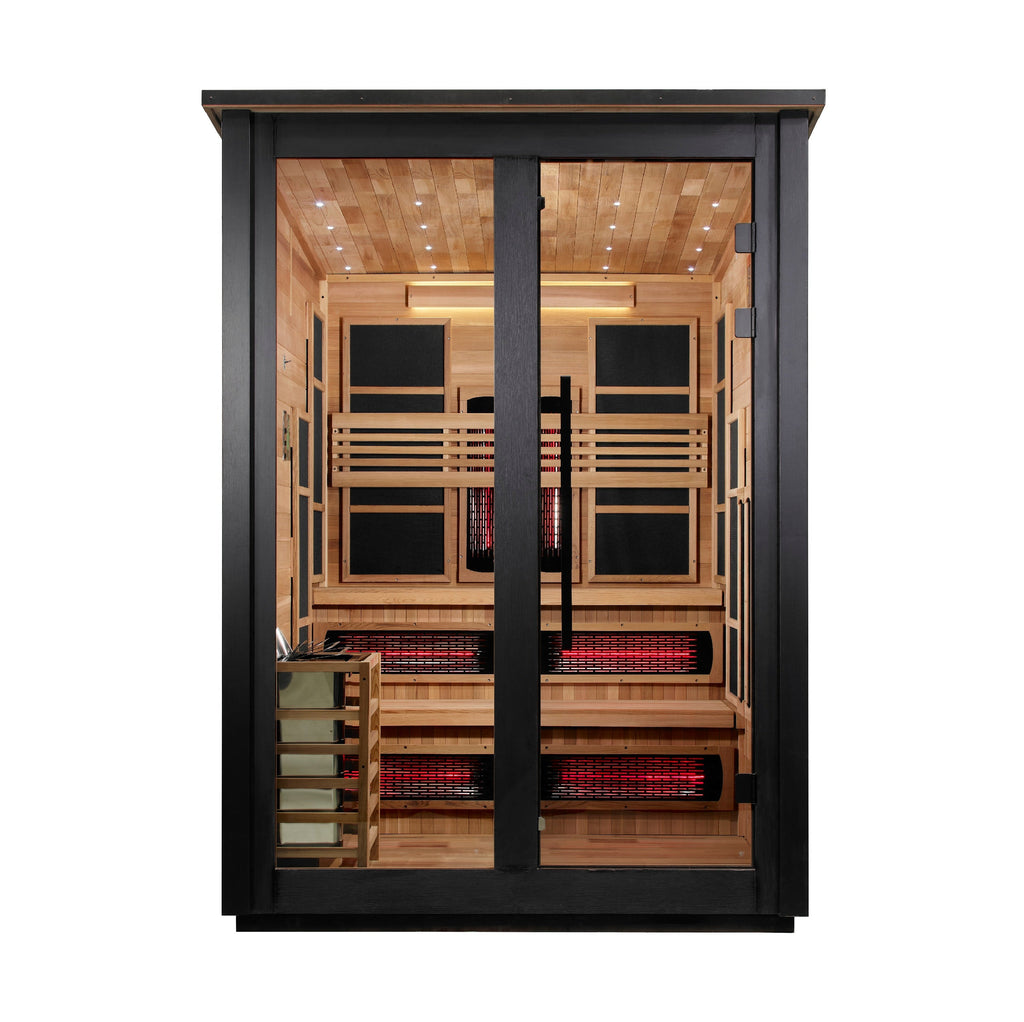 Golden Designs "Kaskinen" 6 Person, Black Barn Hybrid (PureTech™ Full Spectrum IR or Traditional Stove) Outdoor Sauna
