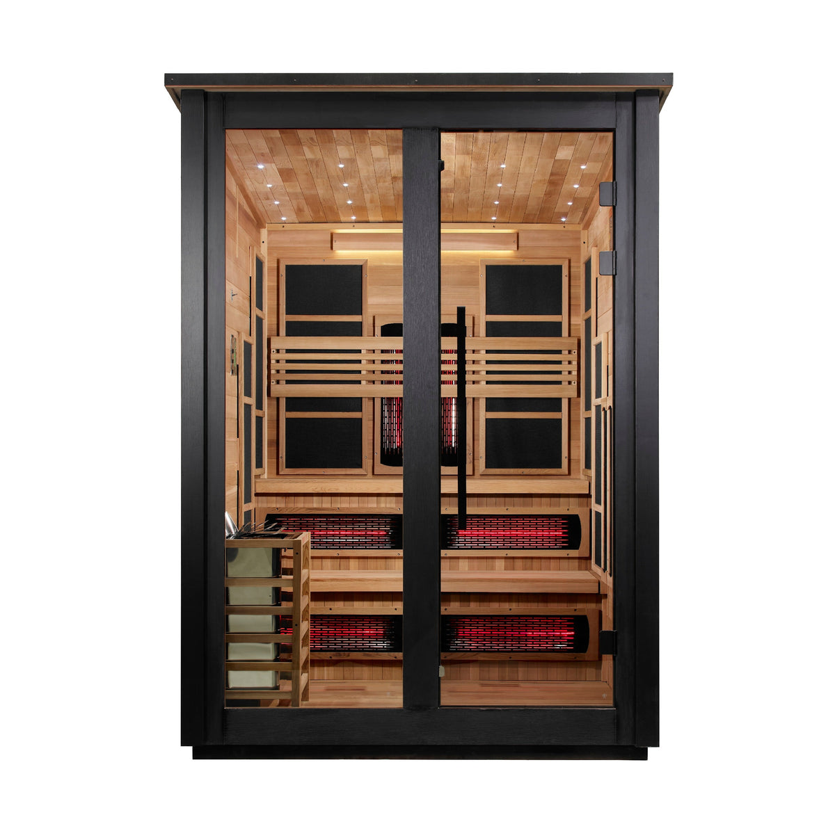 Golden Designs "Kaskinen" 6 Person, Black Barn Hybrid (PureTech™ Full Spectrum IR or Traditional Stove) Outdoor Sauna
